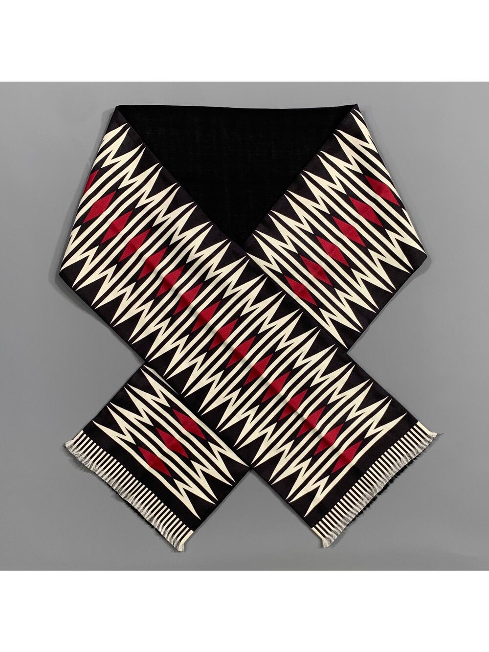 HAIDER ACKERMANN Black White Geometric Scarves